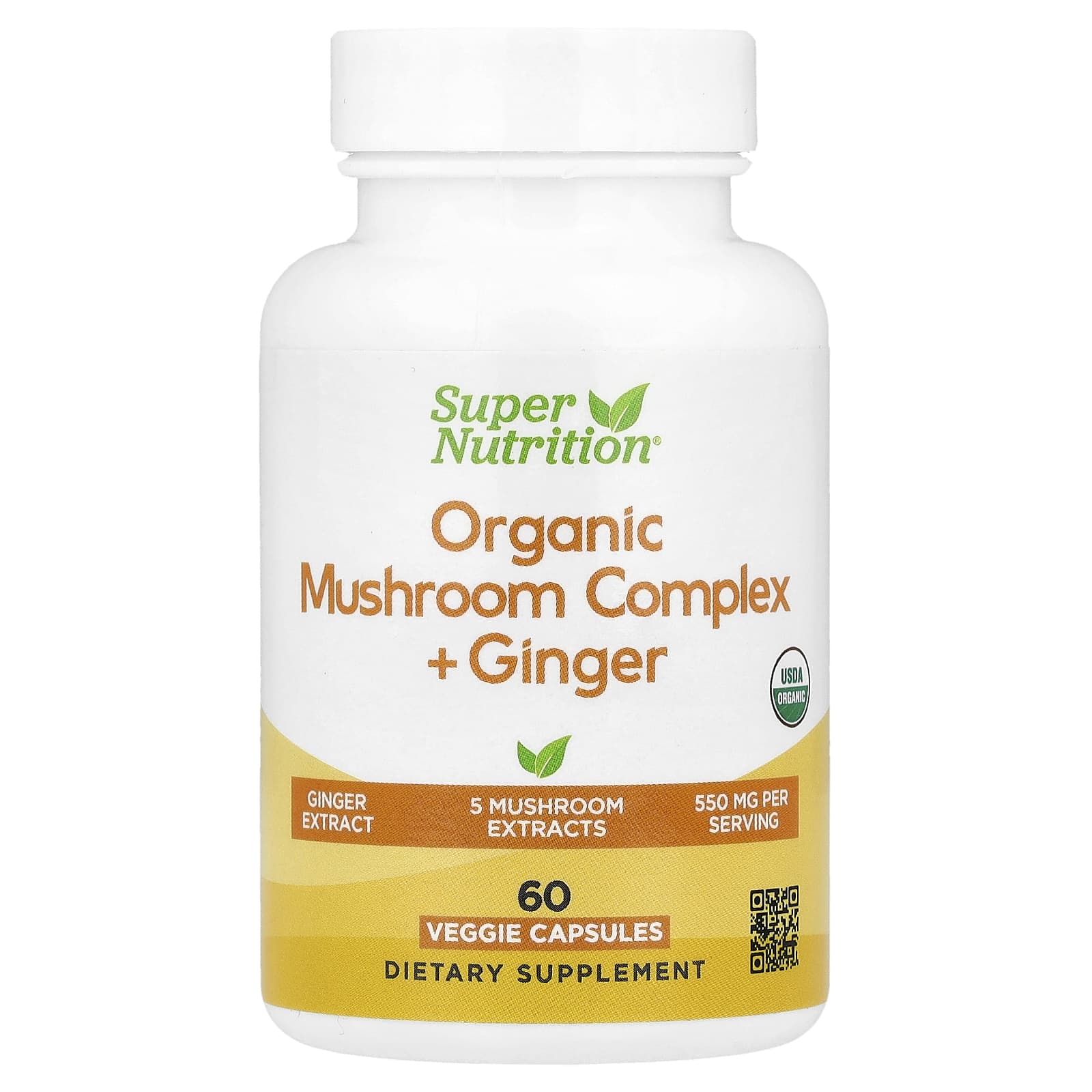 Super Nutrition, Organic Mushroom Complex + Ginger, 60 Veggie Capsules
Super Nutrition, Organic Mushroom Complex + Ginger, 60 Veggie Capsules