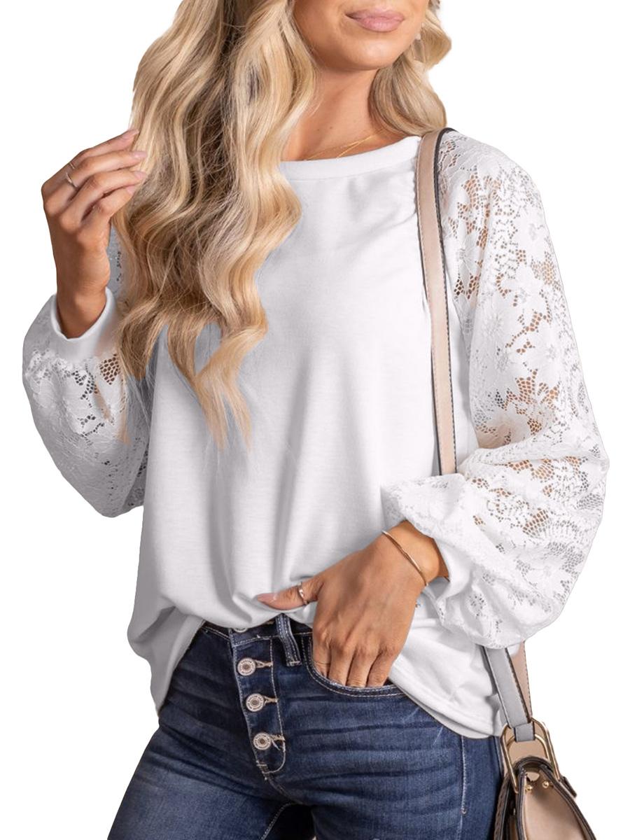 Women s Spring Autumn Casual Tops Long Sleeve O Neck Lace Floral Patchwork T-shirt L білий
Women s Spring Autumn Casual Tops Long Sleeve O Neck Lace Floral Patchwork T-shirt L білий