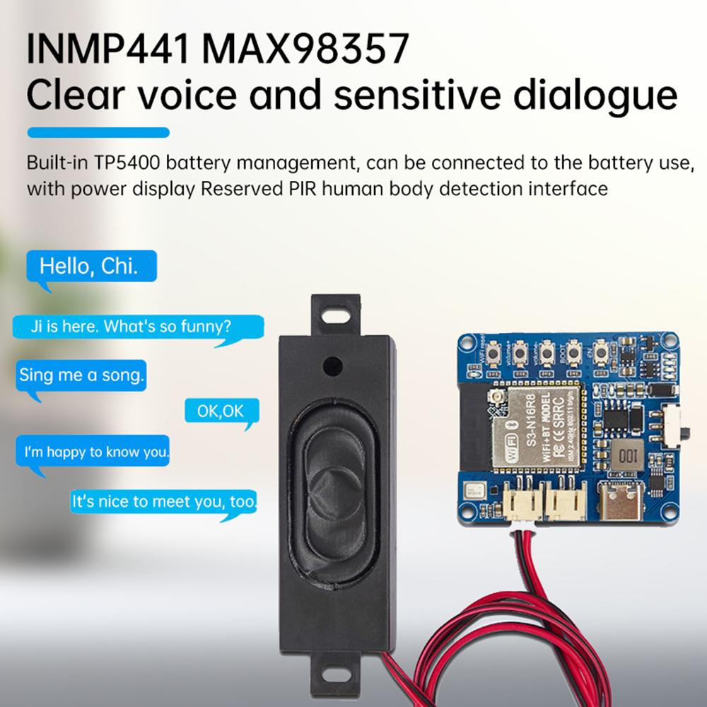 DeepSeek XiaoZhi AI Chat Module with TP5400, INMP441,MAX98357,PIR,Built-in CH340X,1-click burn,ESP32-S3 Voice Development Board
DeepSeek XiaoZhi AI Chat Module with TP5400, INMP441,MAX98357,PIR,Built-in CH340X,1-click burn,ESP32-S3 Voice Development Board