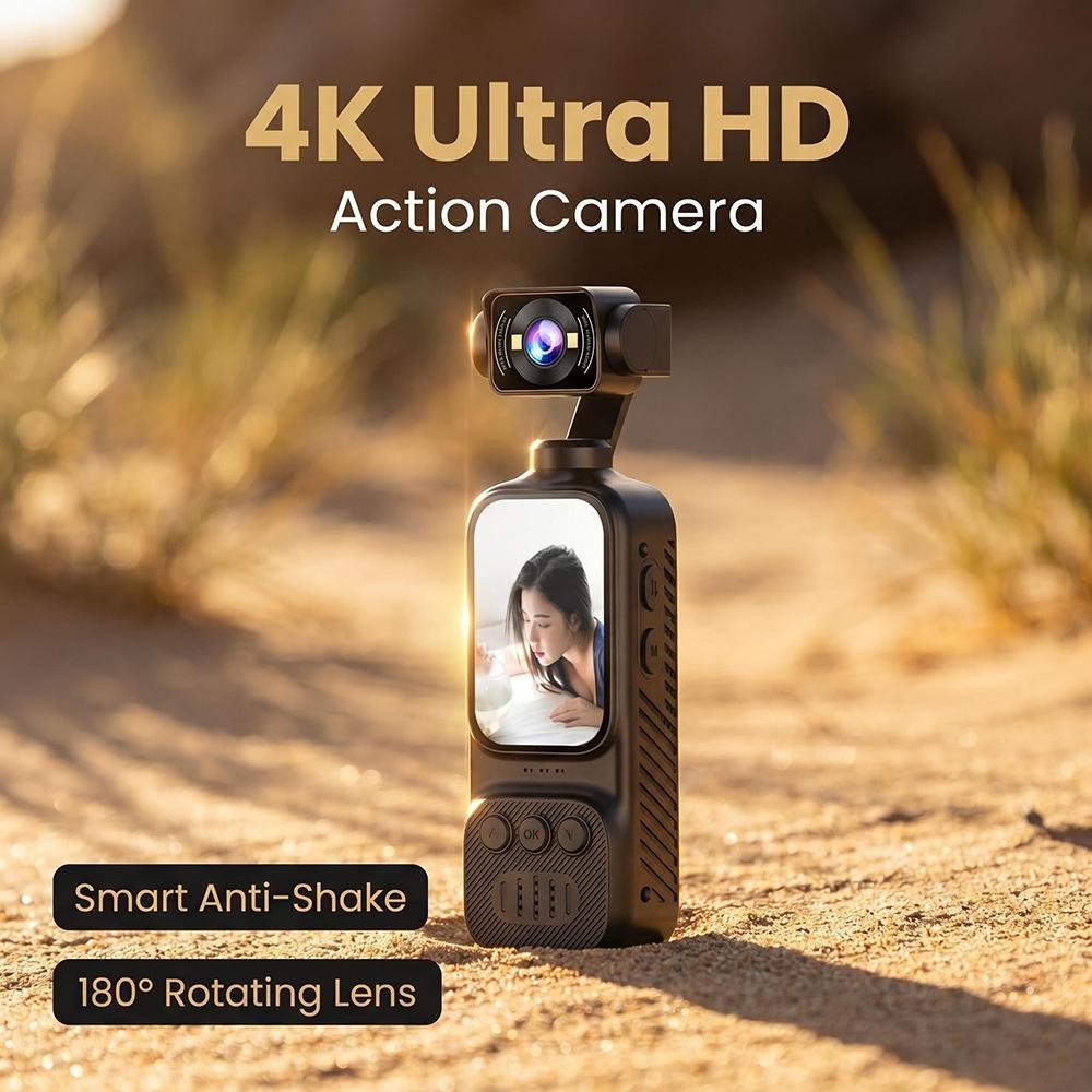 4K Ultra HD Handheld Action Camera 180° Rotatable Lens WiFi Vlog Camera with Night Vision Anti-Shake for Outdoor Cycling Travel Recording NO Card чорний
4K Ultra HD Handheld Action Camera 180° Rotatable Lens WiFi Vlog Camera with Night Vision Anti-Shake for Outdoor Cycling Travel Recording NO Card чорний