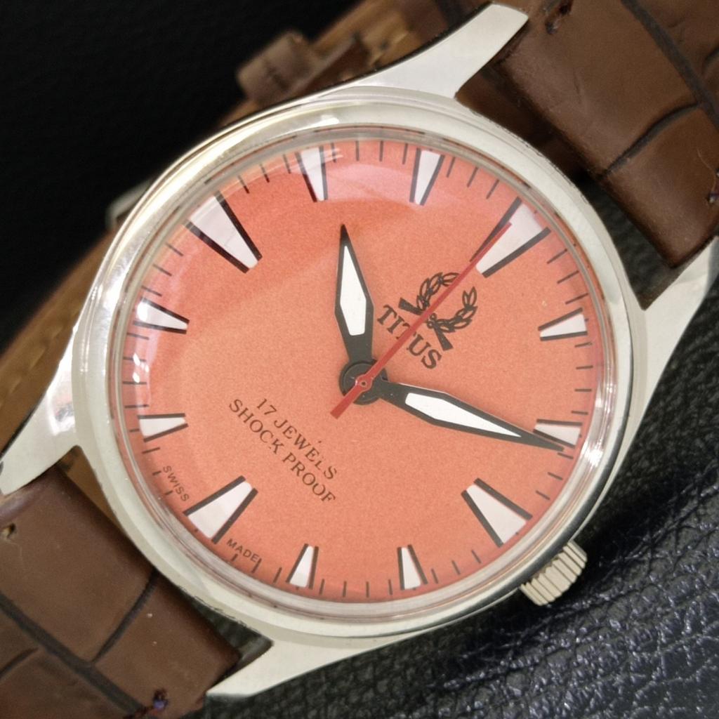 VINTAGE TITUS HAND-WINDING SWISS MENS REFURBISHED PEACH DIAL WATCH a500051-2 R151a-a500051
VINTAGE TITUS HAND-WINDING SWISS MENS REFURBISHED PEACH DIAL WATCH a500051-2 R151a-a500051