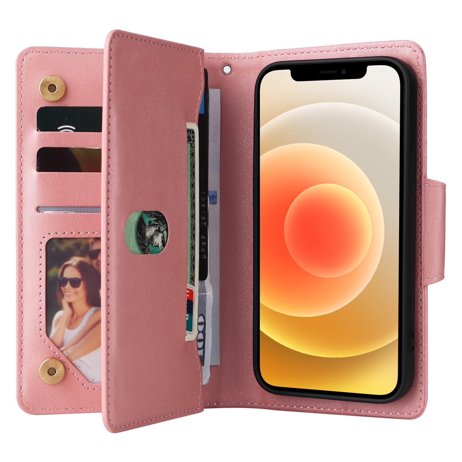 For iPhone 12 mini Shockproof Case Rivet Decor PU Leather Phone Cover Rose Gold 
For iPhone 12 mini Shockproof Case Rivet Decor PU Leather Phone Cover Rose Gold