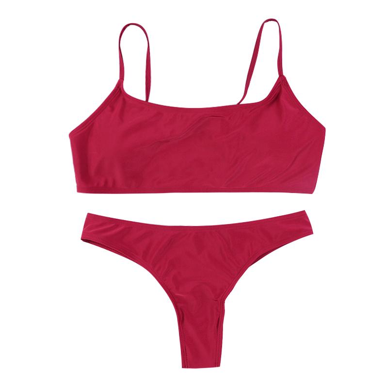 Buy Women Solid Color Padded Bra G String Thong Bikini Swimwear