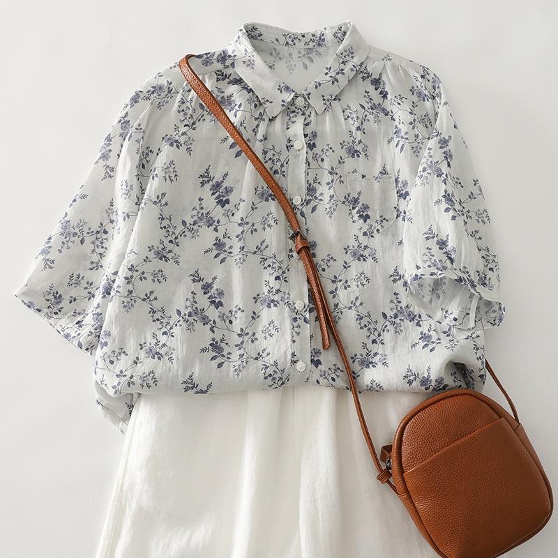 Fresh printed cotton and linen shirt women s 2025 summer new loose and versatile Polo collar short-sleeved cardigan top 2XL
Fresh printed cotton and linen shirt women s 2025 summer new loose and versatile Polo collar short-sleeved cardigan top 2XL