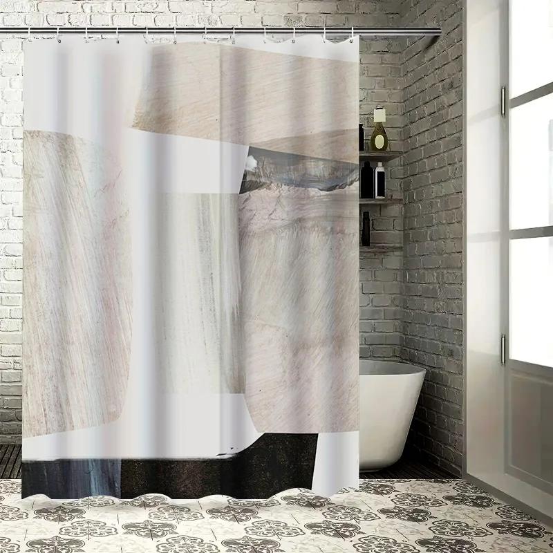 Modern Bathroom Shower Curtain With Abstract Geometric Patterns Neutral White, Gray Black Design Waterproof Fabric For Home Bath W60H190(CM)-1 Pcs
Modern Bathroom Shower Curtain With Abstract Geometric Patterns Neutral White, Gray Black Design Waterproof Fabric For Home Bath W60H190(CM)-1 Pcs