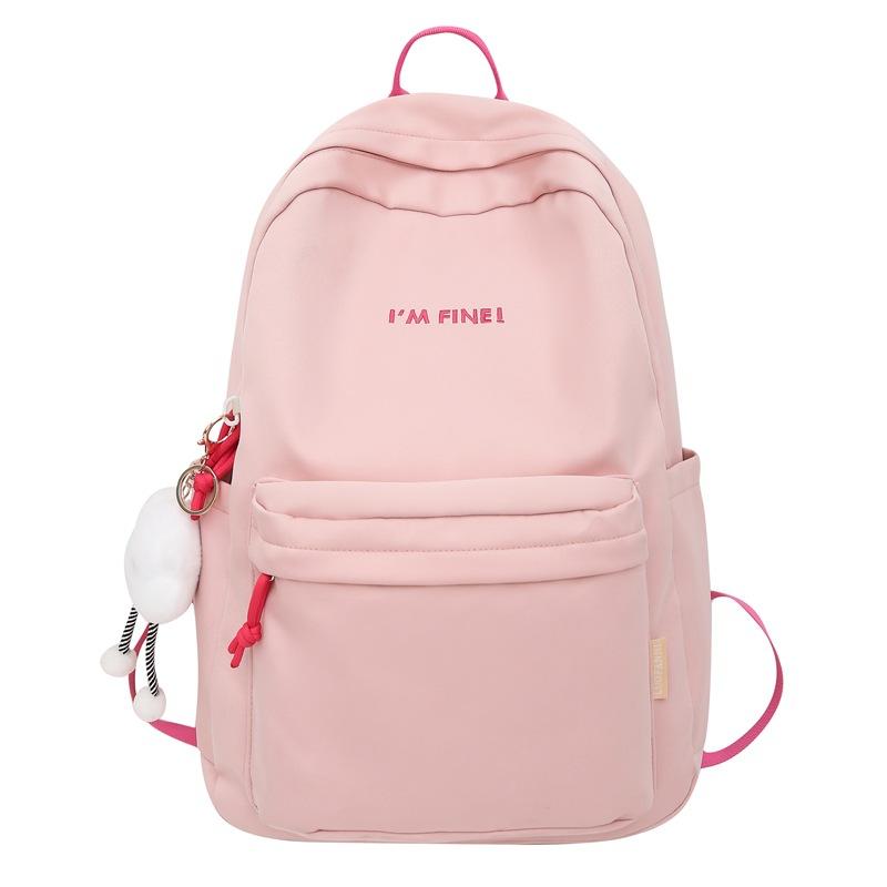 Рюкзак большой емкости, женский однотонный рюкзак, школьный рюкзак для школьников средней школы, дорожная сумка для пары, кампуса розовый