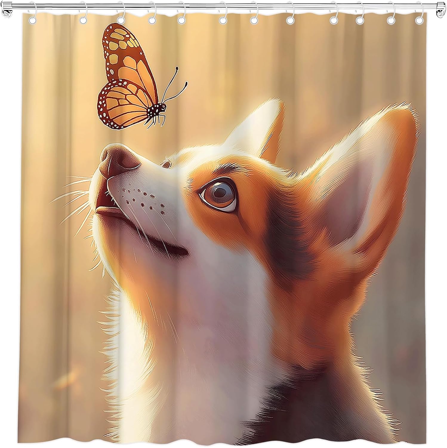 Cute Dog Shower Curtain Funny Corgi And Butterfly Puppy Lovely Cartoon Animal Pet Lover Abstract Girls Boys Bath Curtain Fabric W60H190(CM)-1 Pcs
Cute Dog Shower Curtain Funny Corgi And Butterfly Puppy Lovely Cartoon Animal Pet Lover Abstract Girls Boys Bath Curtain Fabric W60H190(CM)-1 Pcs