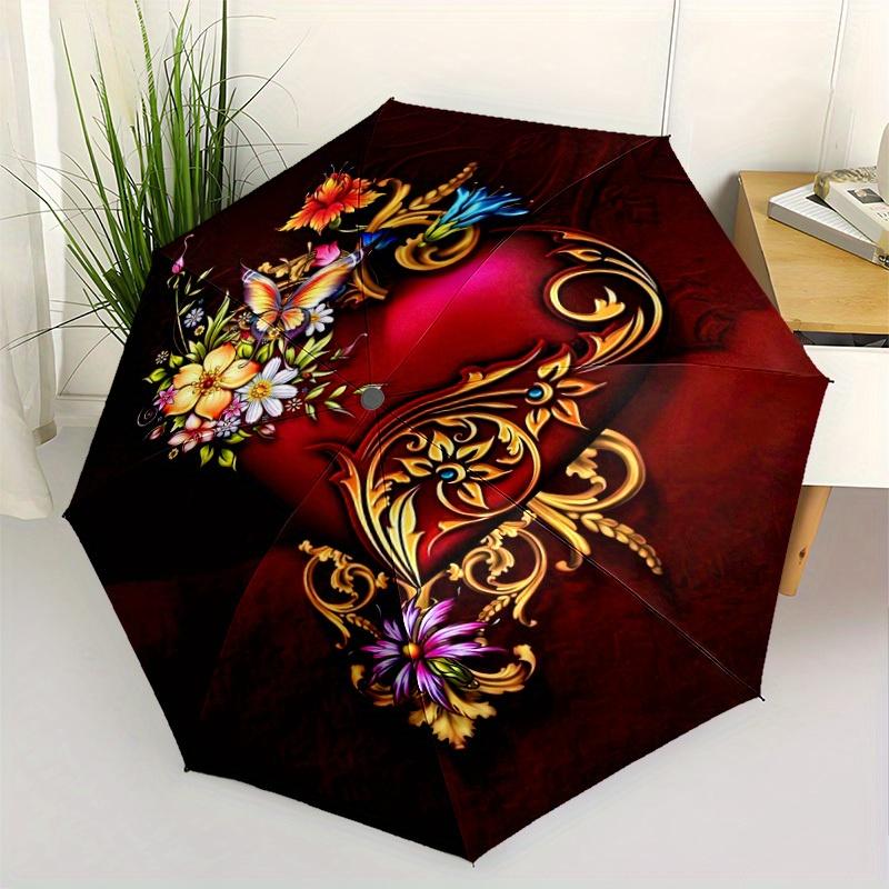 1pc Automatic Open/Close Folding Umbrella with Heart-Shaped Floral Design & Golden/Black Pattern - Lightweight Retractable 8-R (as the picture,Iron&8K)
1pc Automatic Open/Close Folding Umbrella with Heart-Shaped Floral Design & Golden/Black Pattern - Lightweight Retractable 8-R (as the picture,Iron&8K)