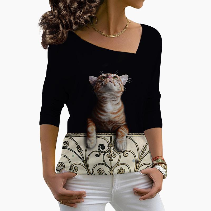 Весна-лето женская модная футболка с длинным рукавом и принтом в виде бабочки, женский топ с 3D-цифровым принтом и кривым воротником 5XL
Весна-лето женская модная футболка с длинным рукавом и принтом в виде бабочки, женский топ с 3D-цифровым принтом и кривым воротником 5XL