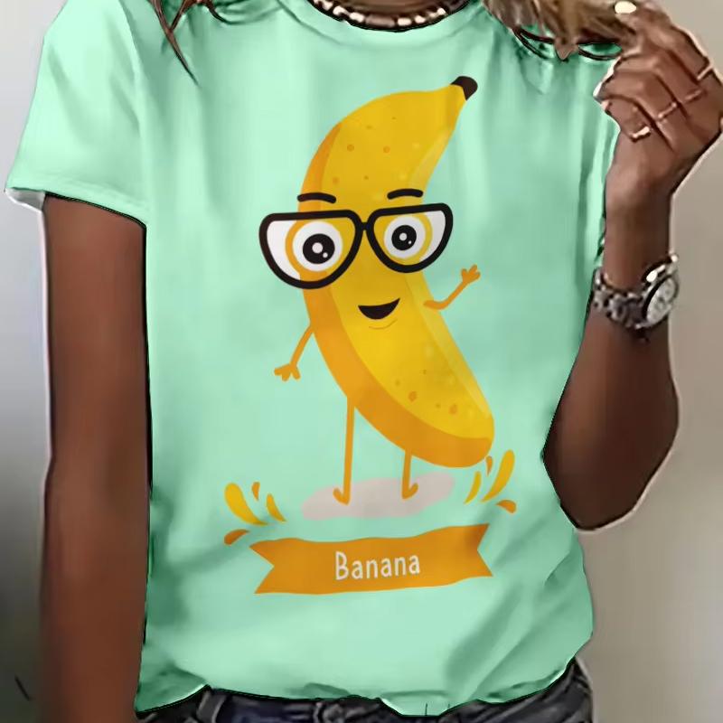 Женский летний повседневный свитер с коротким рукавом и круглым вырезом, топы с 3D-принтом и забавными фруктами, размер S-6XL, женский персонализированный топ XL