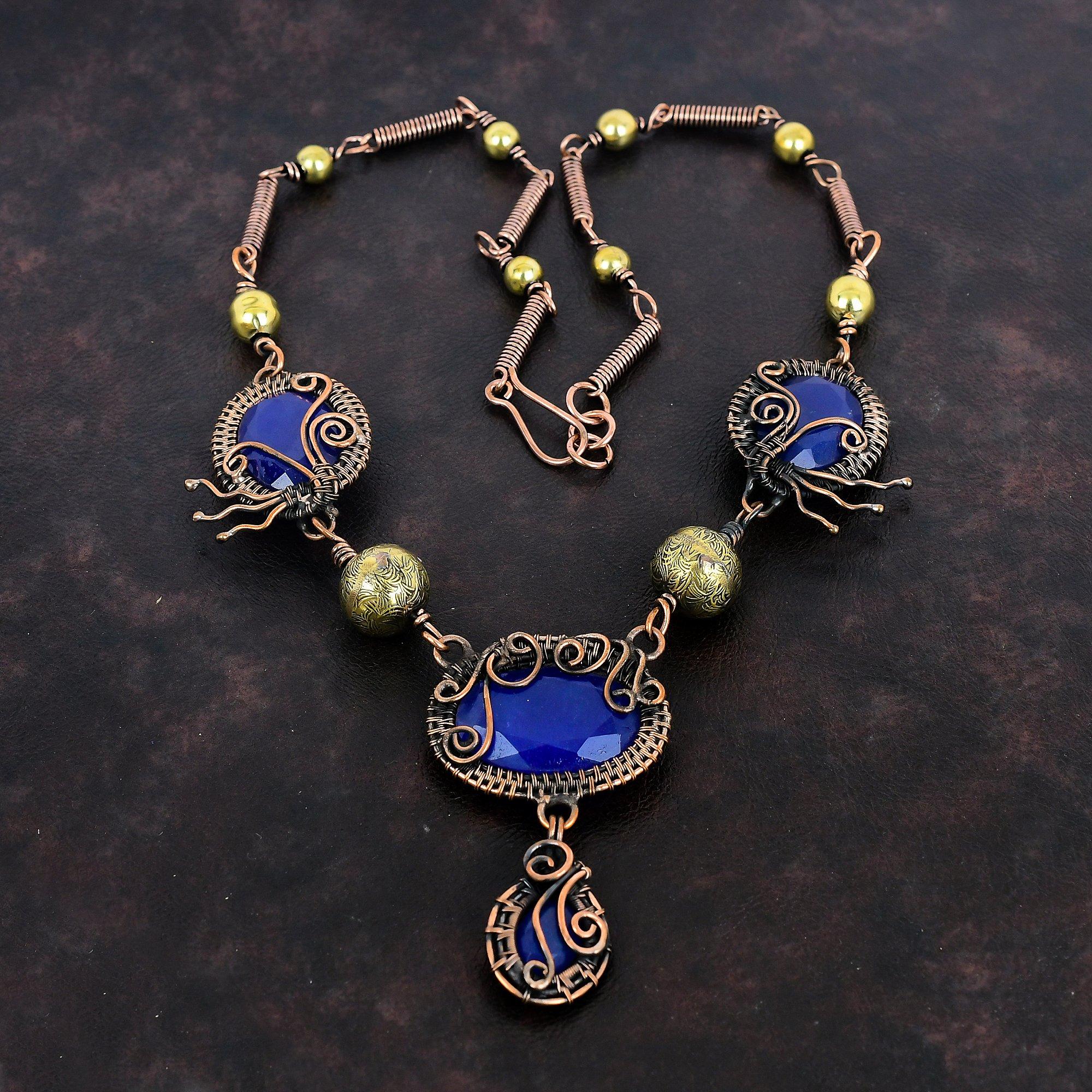 Faceted Blue Sapphire Gemstone Necklace Copper Wire Wrapped Adjustable Chain Necklace Handmade Necklace Wire Wrapped Jewelry Wedding Gifts Adjustable
Faceted Blue Sapphire Gemstone Necklace Copper Wire Wrapped Adjustable Chain Necklace Handmade Necklace Wire Wrapped Jewelry Wedding Gifts Adjustable