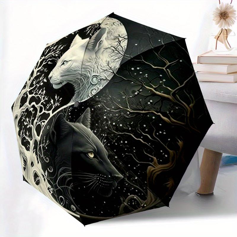 Yin Yang Cats with Intricate Tree Patterns - A folding umbrella with 8 iron ribs, plastic handle, and automatic opening/closin Iron&8K
Yin Yang Cats with Intricate Tree Patterns - A folding umbrella with 8 iron ribs, plastic handle, and automatic opening/closin Iron&8K
