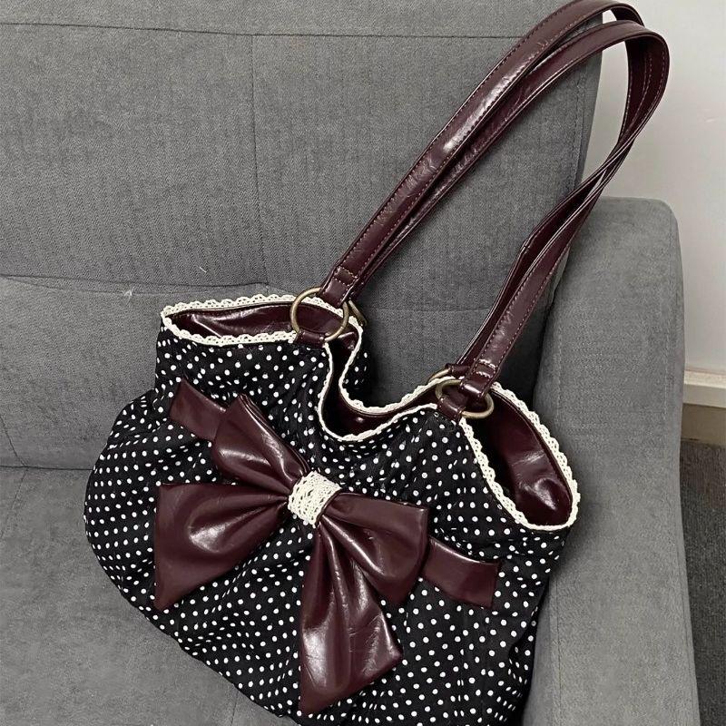 Retro Sweet Cute Bow Tote Bag Women Lace Polka Dot Large Capacity Pleated Underarm Bag Ladies Harajuku Aesthetics Shoulder Bags 34x27x10cm чёрный
Retro Sweet Cute Bow Tote Bag Women Lace Polka Dot Large Capacity Pleated Underarm Bag Ladies Harajuku Aesthetics Shoulder Bags 34x27x10cm чёрный