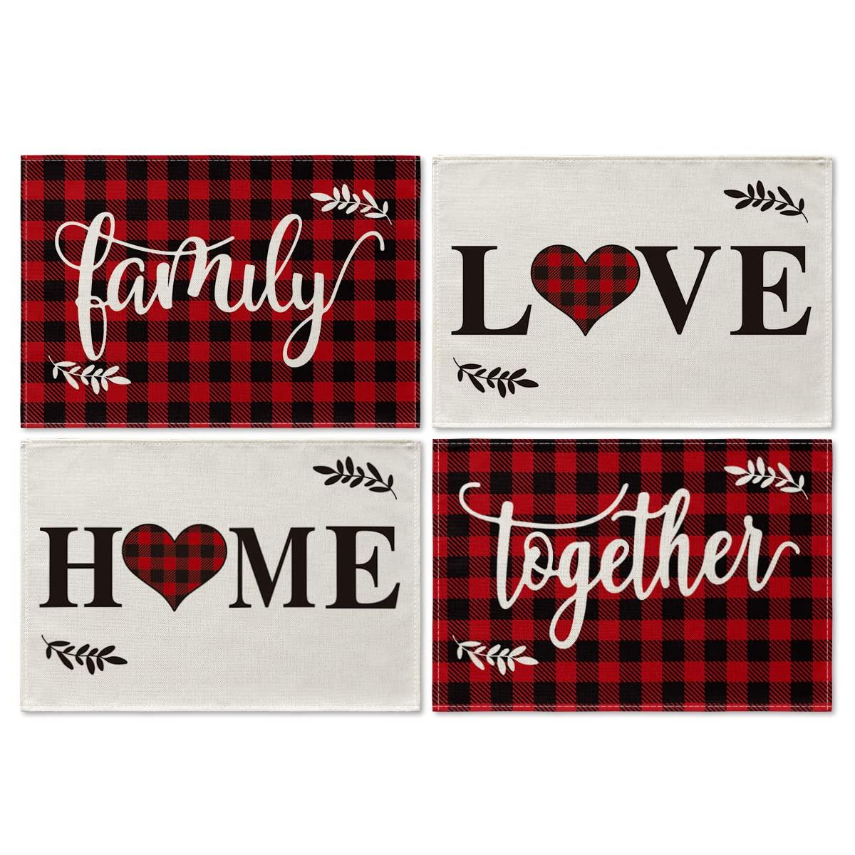 Wood Love Family Home Together Buffalo Plaid Placemats Set of 4, 12x18 Inch Farmhouse Table Mats Party Kitchen Dining Decoration 4pcs-12x18
Wood Love Family Home Together Buffalo Plaid Placemats Set of 4, 12x18 Inch Farmhouse Table Mats Party Kitchen Dining Decoration 4pcs-12x18