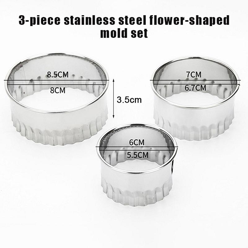 3Pcs Stainless Steel Round Biscuit Mold Dumpling Skin Cutter DIY Pastry Cake Baking Tool Kitchen Gadget For Sweet Treats
3Pcs Stainless Steel Round Biscuit Mold Dumpling Skin Cutter DIY Pastry Cake Baking Tool Kitchen Gadget For Sweet Treats