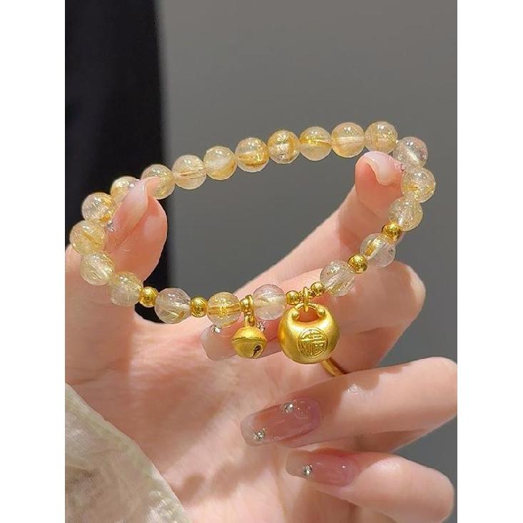 Pangfu Bell Golden Rutilated Quartz Bracelet, Light Luxury Fashion, Small Golden Bead for Good Luck, Gift for Girlfriend, Citrine Bracelet Little Fat Fu Bell Bracel
Pangfu Bell Golden Rutilated Quartz Bracelet, Light Luxury Fashion, Small Golden Bead for Good Luck, Gift for Girlfriend, Citrine Bracelet Little Fat Fu Bell Bracel