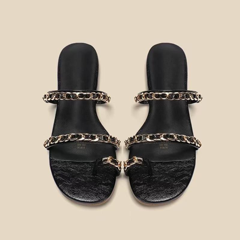 New round head fashion versatile set, toe strap chain, low-heeled flat-bottomed slippers 41 чёрный
New round head fashion versatile set, toe strap chain, low-heeled flat-bottomed slippers 41 чёрный