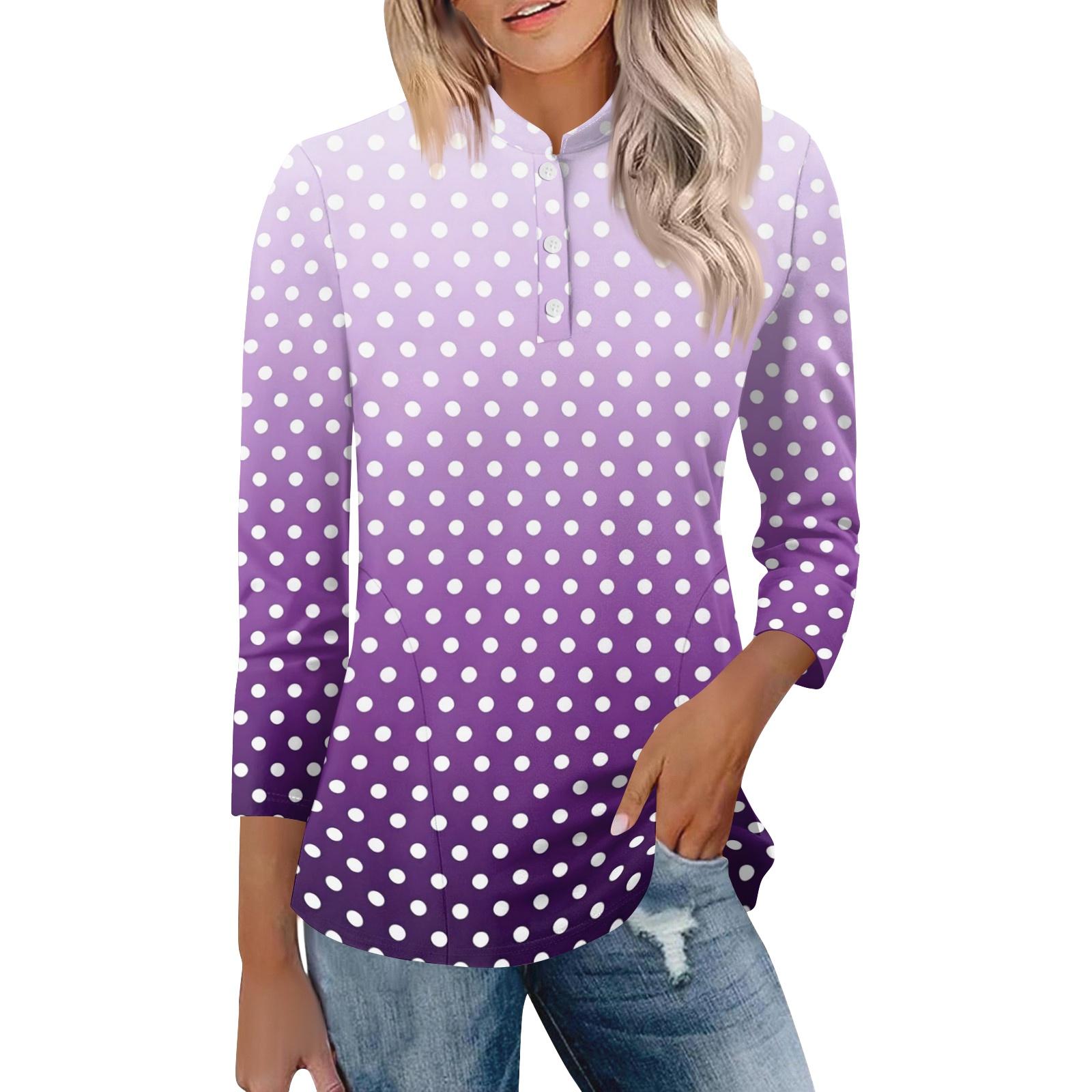 Women s Casual Polo Shirt Loose Fit Three Quarter Sleeve Top Button Placket Polka Dot Print Lightweight Comfortable Fabric M фиолетовый
Women s Casual Polo Shirt Loose Fit Three Quarter Sleeve Top Button Placket Polka Dot Print Lightweight Comfortable Fabric M фиолетовый