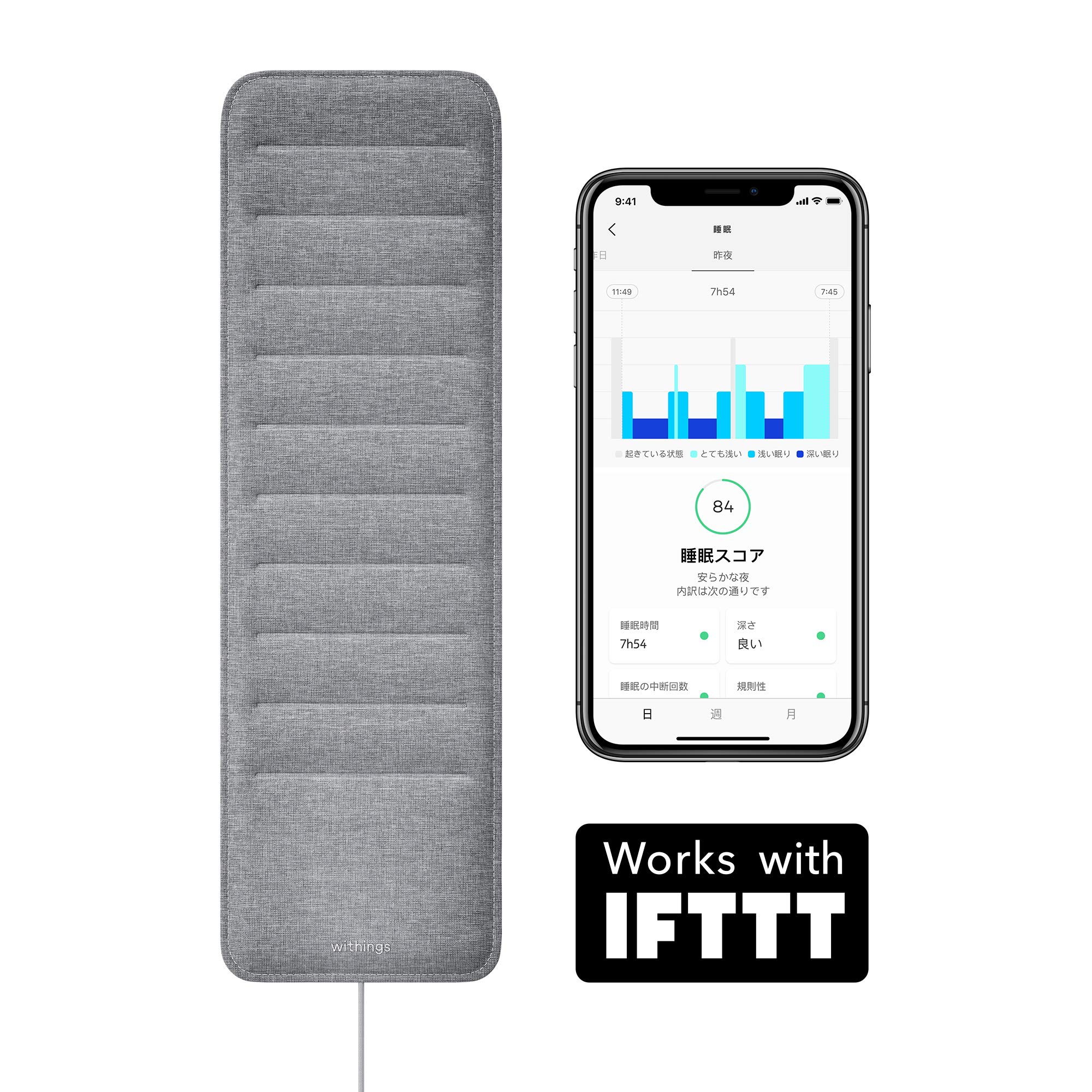 Withings Smart Sleep Pad Сделано в Sleep Cycle Heart Rate Sleep IFFFT Совместимо с японским дистрибьютором во Франции, Анализ, Измерение, [Авторизованный серый
Withings Smart Sleep Pad Сделано в Sleep Cycle Heart Rate Sleep IFFFT Совместимо с японским дистрибьютором во Франции, Анализ, Измерение, [Авторизованный серый