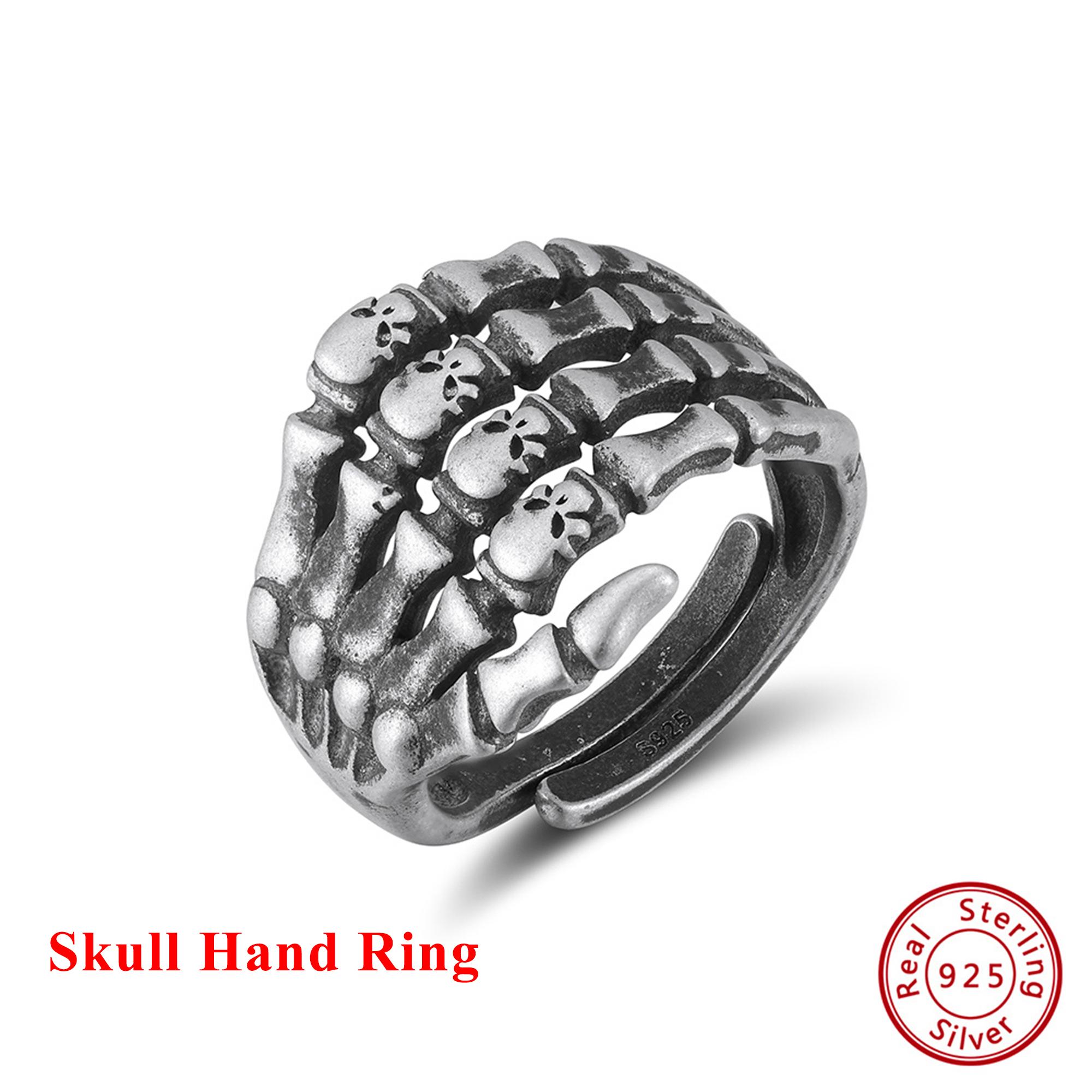 Effie Queen 925 Sterling Silver Skull Hand Ring Oxidized Silver Finger Ring Banquet Party Fashionable Jewelry Gift for Men NMR19
Effie Queen 925 Sterling Silver Skull Hand Ring Oxidized Silver Finger Ring Banquet Party Fashionable Jewelry Gift for Men NMR19