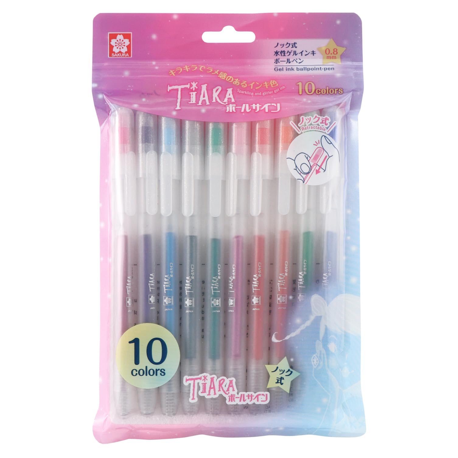 Sakura Ballpoint Ballsign Tiara 10 Cray-Pas Water-Based Pen, Knock, 0.8mm, Colors, GBRA208TZ-10
Sakura Ballpoint Ballsign Tiara 10 Cray-Pas Water-Based Pen, Knock, 0.8mm, Colors, GBRA208TZ-10