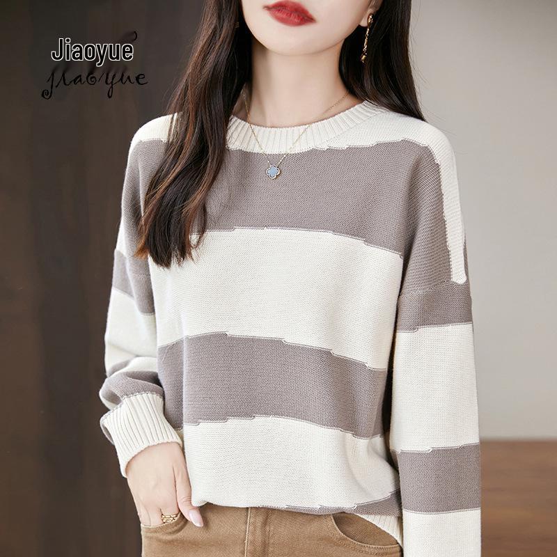 Women s 100% Cotton Striped Colorblock Round Neck Knitted Sweater - Loose Fit with Drop Shoulders XXL
Women s 100% Cotton Striped Colorblock Round Neck Knitted Sweater - Loose Fit with Drop Shoulders XXL
