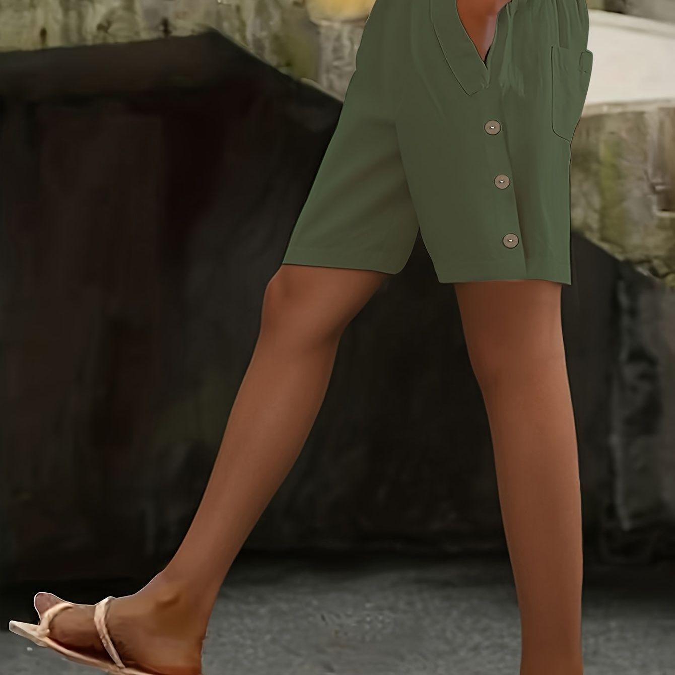 Plus Size Women s Comfortable Elastic Waist Casual Shorts with Button Details and Pockets - Perfect for Spring and Summer Vacations 0XL армія зелений колір
Plus Size Women s Comfortable Elastic Waist Casual Shorts with Button Details and Pockets - Perfect for Spring and Summer Vacations 0XL армія зелений колір