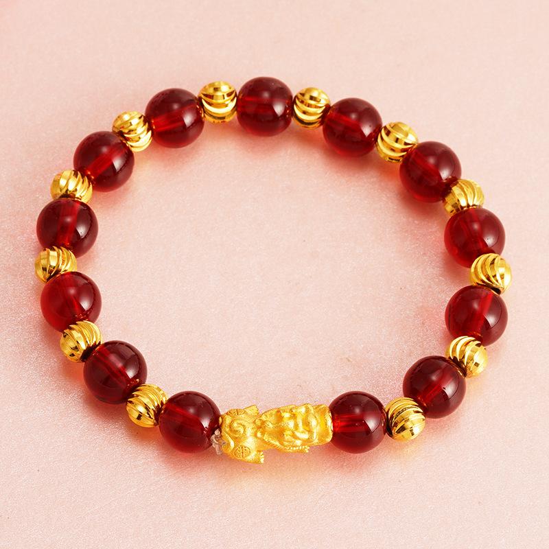 Gold-plated Pixiu bracelet that does not fade over time, imitation garnet beads, women s genuine copper imitation gold and imitation obsidian 8N Red bracelet with Pixi
Gold-plated Pixiu bracelet that does not fade over time, imitation garnet beads, women s genuine copper imitation gold and imitation obsidian 8N Red bracelet with Pixi