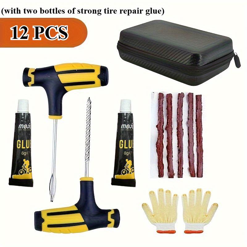 Emergency Tire Repair Kit with Rubber Strips, Probe & Glue - Quick Roadside Fix for Cars, Motorcycles or Bikes, Portable
Emergency Tire Repair Kit with Rubber Strips, Probe & Glue - Quick Roadside Fix for Cars, Motorcycles or Bikes, Portable