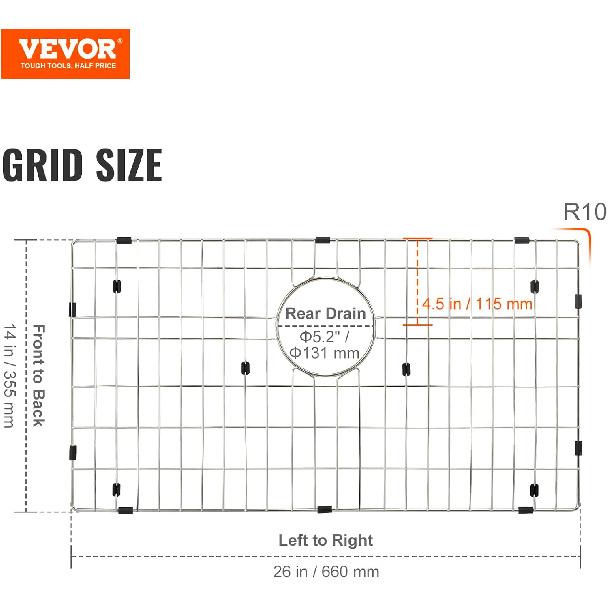 VEVOR Rejilla Protectora de Fregadero, Rejillas de Fregadero de Acero Inoxidable de 26 x 14 Pulgadas, Rejillas de Fregadero de Drenaje Trasero con
VEVOR Rejilla Protectora de Fregadero, Rejillas de Fregadero de Acero Inoxidable de 26 x 14 Pulgadas, Rejillas de Fregadero de Drenaje Trasero con