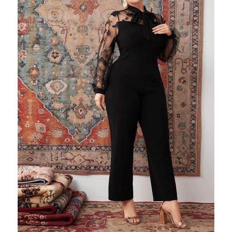 Foreign Trade European and American Sexy Lace Mesh Patchwork Slim fit Perspective Sexy Slimming Sheath Long sleeve dress Jumpsuit Black jumpsuit All yards
Foreign Trade European and American Sexy Lace Mesh Patchwork Slim fit Perspective Sexy Slimming Sheath Long sleeve dress Jumpsuit Black jumpsuit All yards