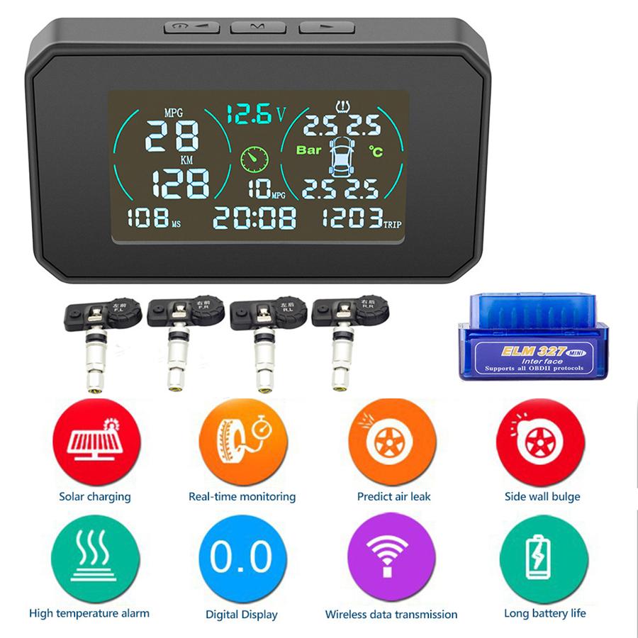 Беспроводная автомобильная TPMS OBD2 HUD Солнечная USB Мониторинг давления в шинах 4 внутренних датчика скорость/MPG
Беспроводная автомобильная TPMS OBD2 HUD Солнечная USB Мониторинг давления в шинах 4 внутренних датчика скорость/MPG