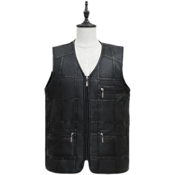 Мужские зимние толстые теплые жилеты из натуральной овчины, повседневные мужские жилеты из натуральной овчины, новые модные жилеты из натуральной кожи 4XL чёрный