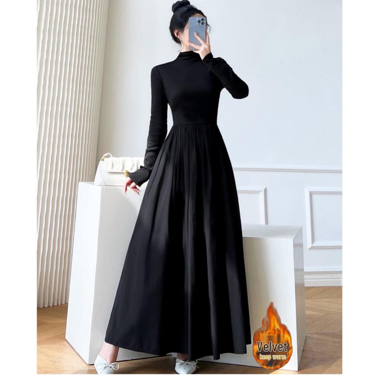 Fleece-Lined Slim Knit Dress with Half-High Collar for Early Autumn S
Fleece-Lined Slim Knit Dress with Half-High Collar for Early Autumn S