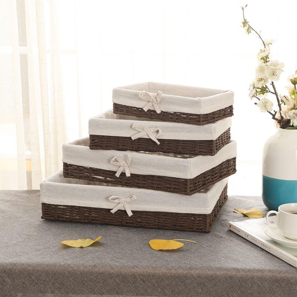 Rectangular Cosmetics Storage Box French Style Weaving Storage Tray Sundries Organizer Bedroom 25*15*6cm
Rectangular Cosmetics Storage Box French Style Weaving Storage Tray Sundries Organizer Bedroom 25*15*6cm