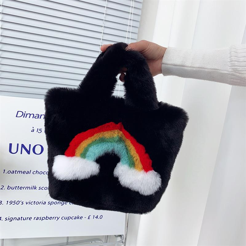 Autumn and Winter New Cute Rainbow Plush Bag, Women s Fashion Handheld Plush Bag, Large Capacity Tote Bag чорний
Autumn and Winter New Cute Rainbow Plush Bag, Women s Fashion Handheld Plush Bag, Large Capacity Tote Bag чорний