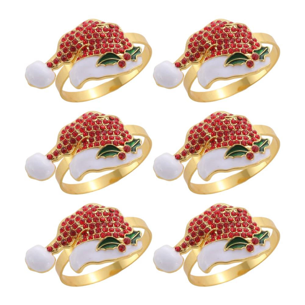 Zinc alloy Christmas napkin ring with diamond accent in Christmas hat shape suitable for festive table settings China Mainland
Zinc alloy Christmas napkin ring with diamond accent in Christmas hat shape suitable for festive table settings China Mainland
