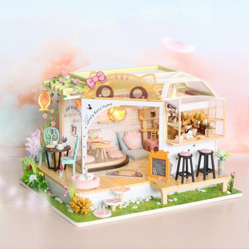 DIY Cat Cafe Миниатюрный кукольный домик с музыкой и светом Кошачье кафе Мини-модель кукольного домика Cat Cafe
DIY Cat Cafe Миниатюрный кукольный домик с музыкой и светом Кошачье кафе Мини-модель кукольного домика Cat Cafe