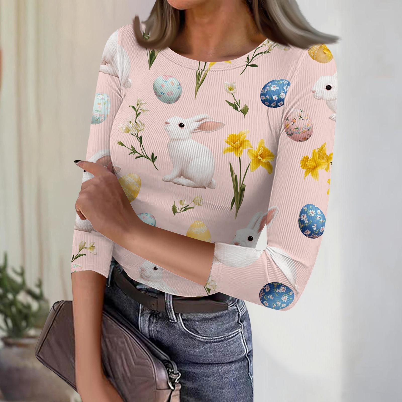 Women s Casual Fashion Round Neck Easter Print Three-Quarter Sleeve Ribbed Top M
Women s Casual Fashion Round Neck Easter Print Three-Quarter Sleeve Ribbed Top M