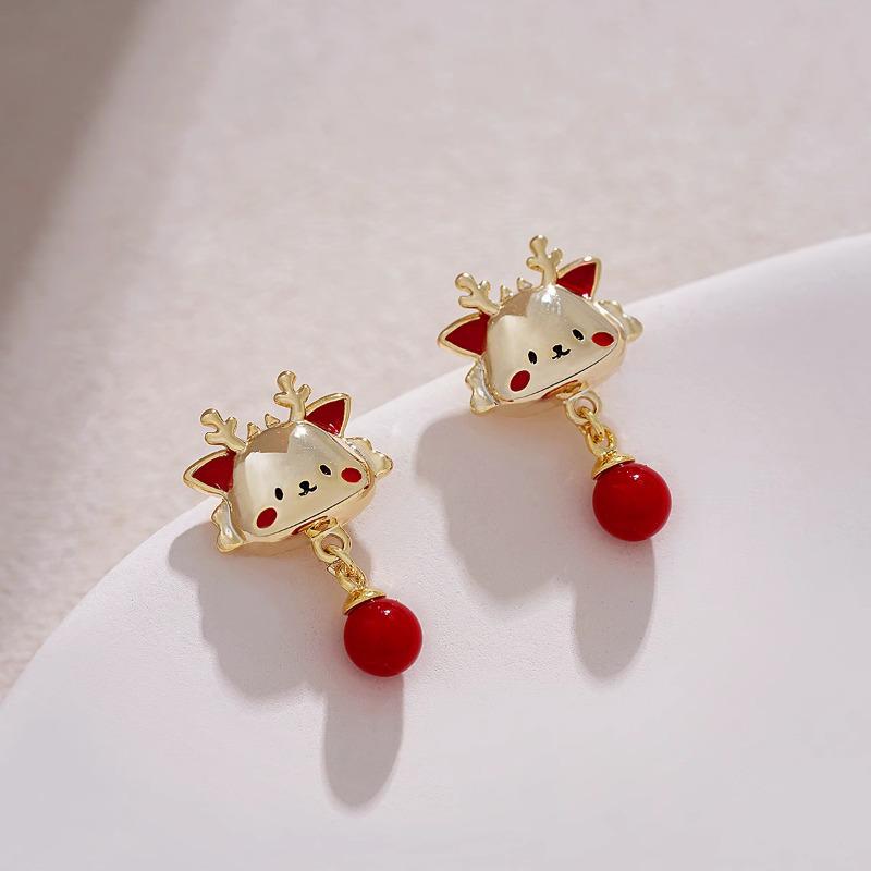 Chinese Zodiac Cute Dragon Earrings - Red Beads Festive Studs for Birth Year & New Year Celebrations
Chinese Zodiac Cute Dragon Earrings - Red Beads Festive Studs for Birth Year & New Year Celebrations