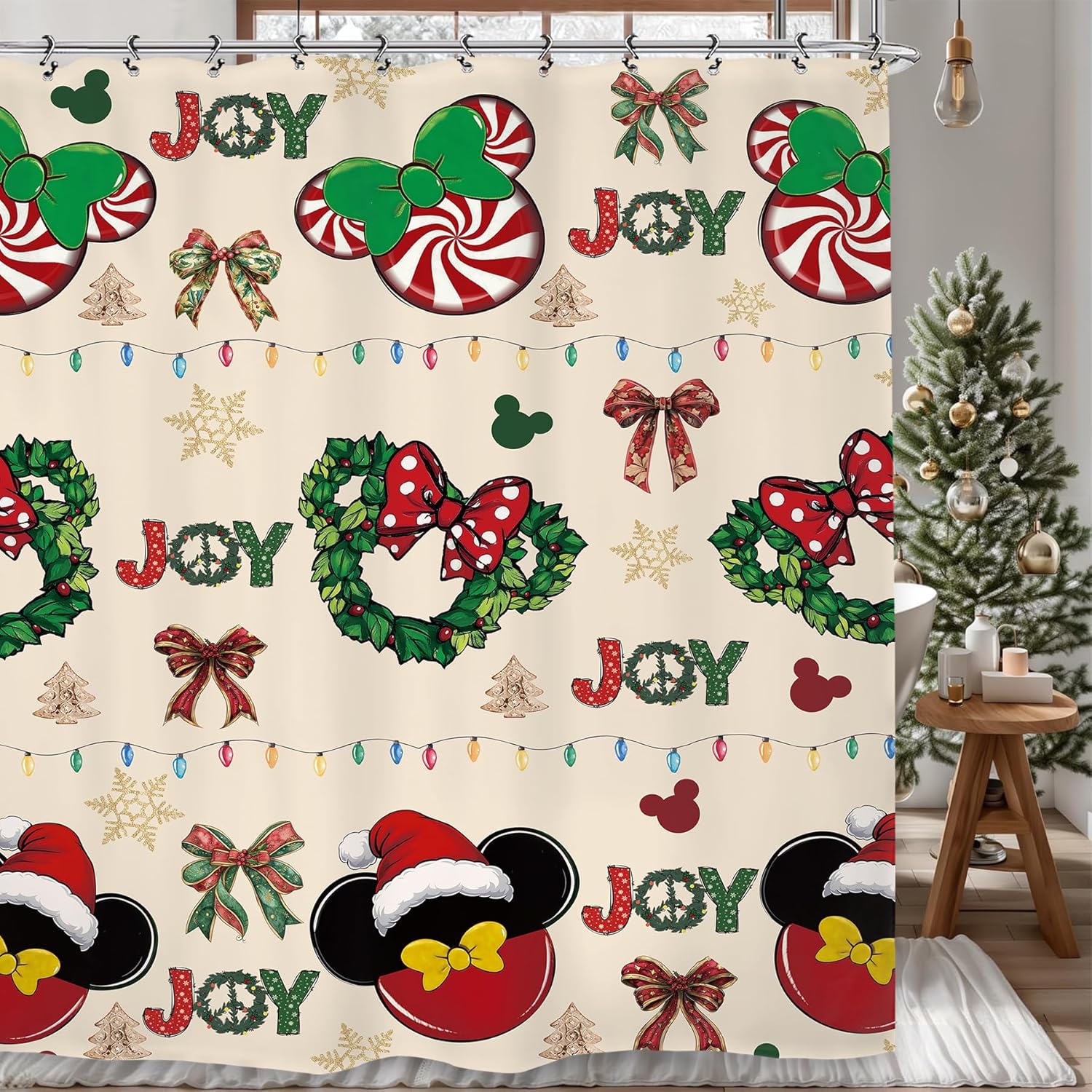 Kids Christmas Shower Curtain Cute Mouse Head Colorful Winter Xmas Lovely Holiday Wreath Bathroom Set Accessories Decor With W60H190(CM)-1 Pcs
Kids Christmas Shower Curtain Cute Mouse Head Colorful Winter Xmas Lovely Holiday Wreath Bathroom Set Accessories Decor With W60H190(CM)-1 Pcs