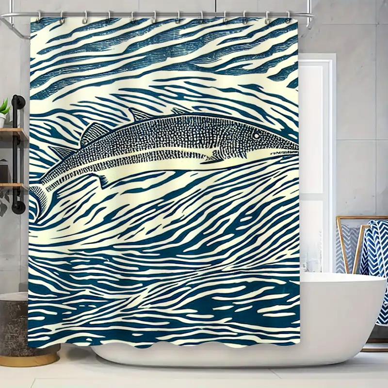 Bathroom Curtain Fish Print Waterproof Fabric Shower Curtain Set For Home Decor In Blue White W60H190(CM)-1 Pcs
Bathroom Curtain Fish Print Waterproof Fabric Shower Curtain Set For Home Decor In Blue White W60H190(CM)-1 Pcs