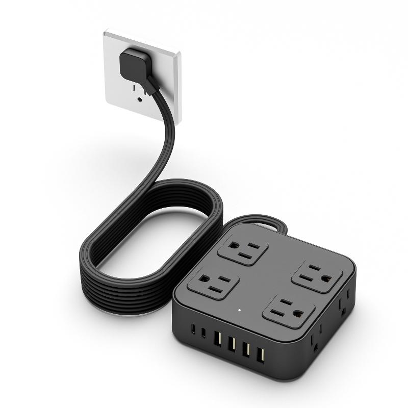 8AC+4USB Extension Cord Power Strip With USB (Type C), Ultra-Thin Flat Plug For Travel/Home/Office чорний
8AC+4USB Extension Cord Power Strip With USB (Type C), Ultra-Thin Flat Plug For Travel/Home/Office чорний