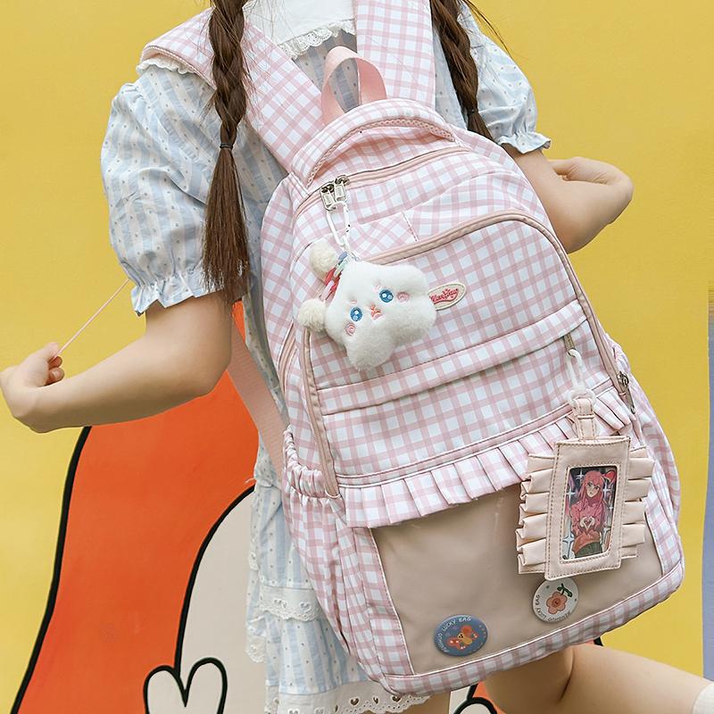 Girls Plaid Backpack Junior High School Student Schoolbag Children Large Capacity Backpack чорний
Girls Plaid Backpack Junior High School Student Schoolbag Children Large Capacity Backpack чорний