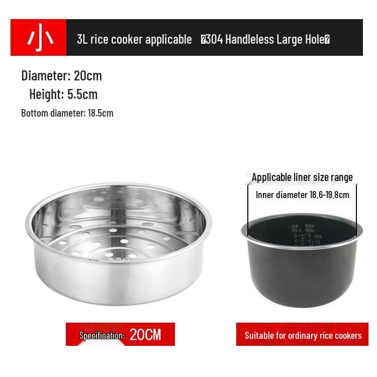 304 Stainless Steel Steamer Basket with Handle for Rice Cooker - Tray, Rack, and Layered Accessories
304 Stainless Steel Steamer Basket with Handle for Rice Cooker - Tray, Rack, and Layered Accessories
