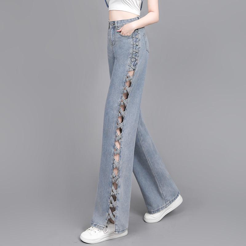 Women s Light Blue Summer Jeans - Stylish Design, Side Hollow, Straight Wide Leg 30
Women s Light Blue Summer Jeans - Stylish Design, Side Hollow, Straight Wide Leg 30