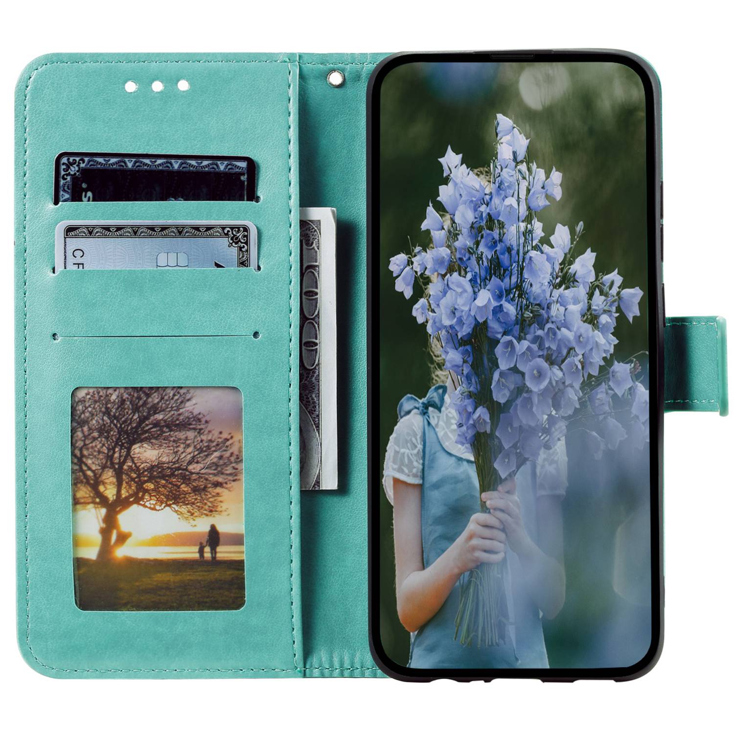For Samsung Galaxy S23+ Mandala Flower Imprinted PU Leather Flip Stand Wallet Case Magnetic Clasp Full Protection Cover Green 
For Samsung Galaxy S23+ Mandala Flower Imprinted PU Leather Flip Stand Wallet Case Magnetic Clasp Full Protection Cover Green