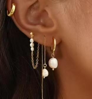 4pcs Set Charm Stainless Steel Ear of Wheat Inlay Zircon Imitation Pearl Tassel Hoop Earrings Ear Bone Nail for Women Jewelry
4pcs Set Charm Stainless Steel Ear of Wheat Inlay Zircon Imitation Pearl Tassel Hoop Earrings Ear Bone Nail for Women Jewelry
