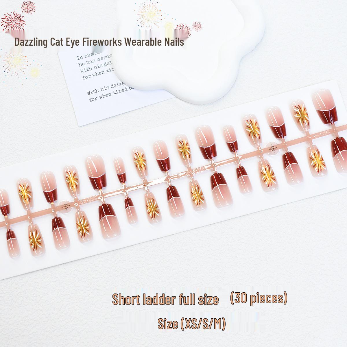 2025 New Year French Red Gold Cat Eye Fireworks Nail Art Press-on Tips - 30 Pieces XS/S/M
2025 New Year French Red Gold Cat Eye Fireworks Nail Art Press-on Tips - 30 Pieces XS/S/M