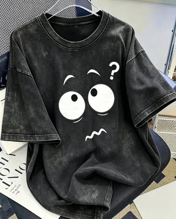Retro Washed Tshirt Cute Confused Face Graphic Print YK Aesthetic Casual Short Sleeve Top for Unisex Women S
Retro Washed Tshirt Cute Confused Face Graphic Print YK Aesthetic Casual Short Sleeve Top for Unisex Women S